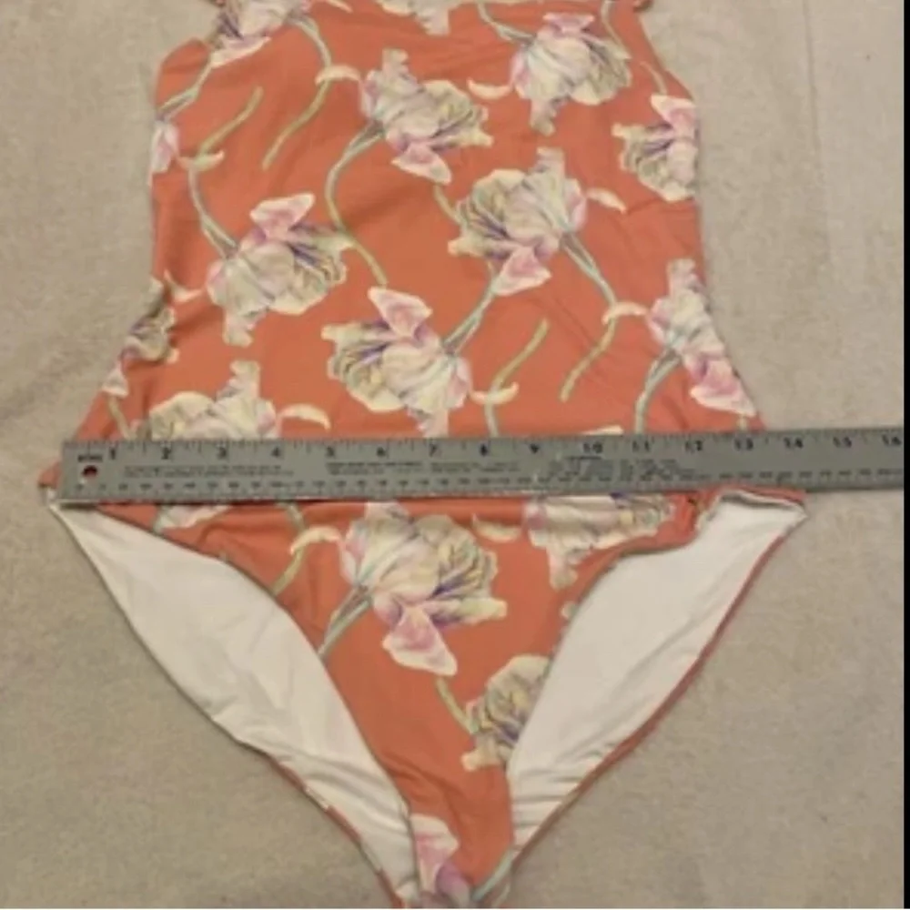 Dippin' Daisy's Peach Floral Ruffle One Piece Swimsuit